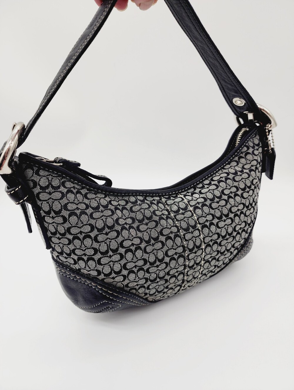 Coach 2154 Vintage Mini Hobo Signature Monogram Grey Black - Picture 8 of 16